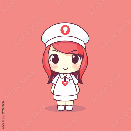 Cute kawaii nurse chibi mascot vector cartoon style