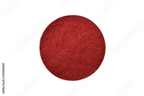 Dried Hibiscus Powder.  Hibiscus rosa-sinensis dust on white background. copy space.