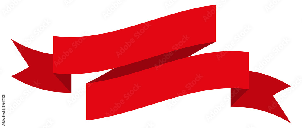 Red paper ribbon. Folded blank banner flag Red paper ribbon. Folded blank banner flag