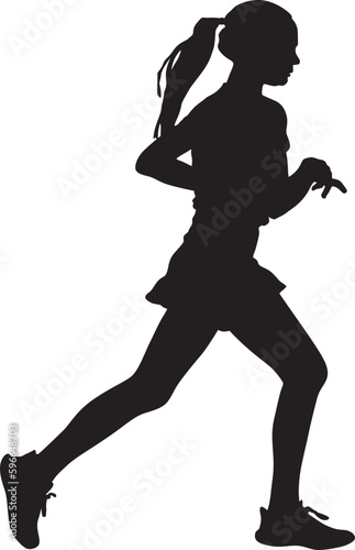 girl in a skirt as a runner silhouette vector