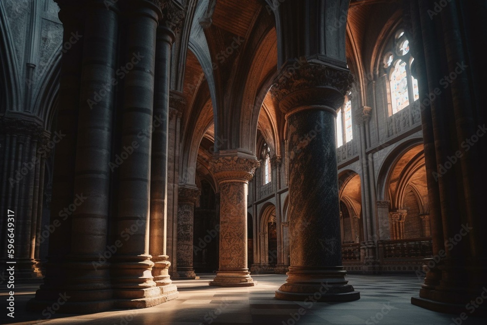 An adventure through old cathedrals to discover marvelous details and golden hour glows. Generative AI