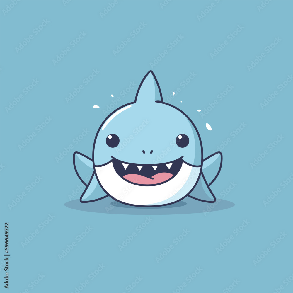 Cute kawaii shark chibi mascot vector cartoon style Cute kawaii shark chibi mascot vector cartoon style