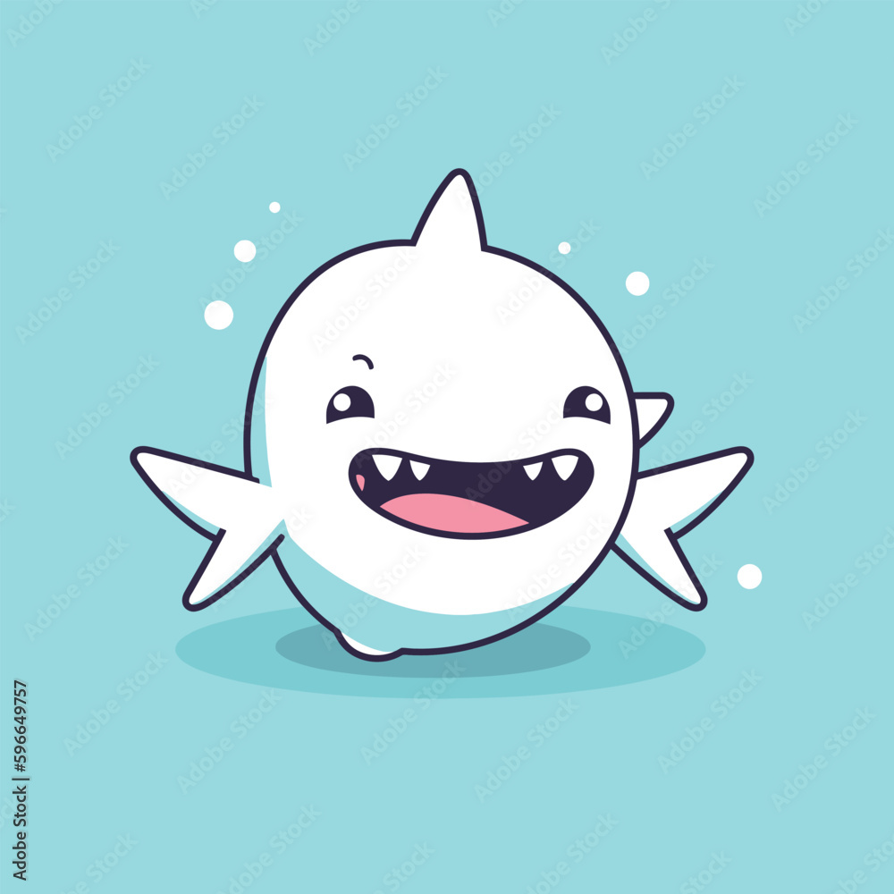 Cute kawaii shark chibi mascot vector cartoon style Cute kawaii shark chibi mascot vector cartoon style