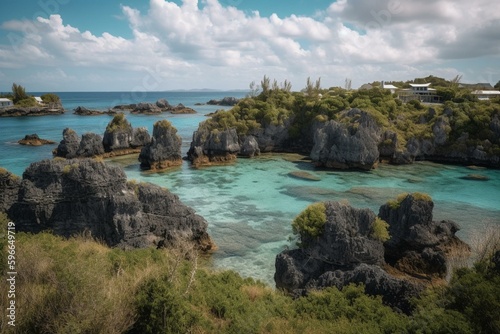 Landscape of Bermuda. Generative AI
