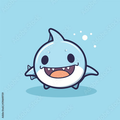 Cute kawaii shark chibi mascot vector cartoon style