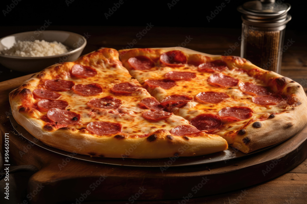Classic Pepperoni Pizza With Gooey Melted Cheese. Generative AI