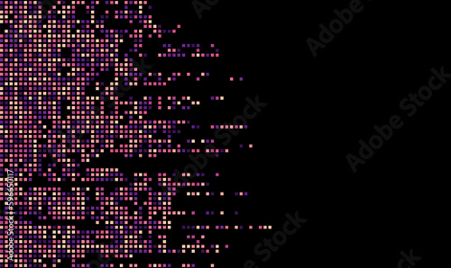 Pixel mosaic. Pixel decay illustration. Falling pixels. Abstract background.