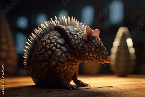 Adorable 3D cartoon of an armadillo. Generative AI © Xiomara