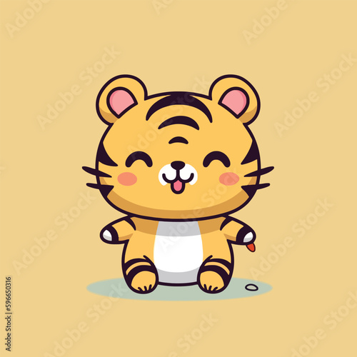 Cute kawaii tiger chibi mascot vector cartoon style