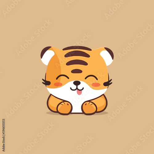 99 - 249Cute kawaii tiger chibi mascot vector cartoon style