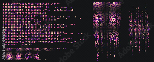 Pixel mosaic. Pixel decay illustration. Falling pixels. Abstract background.