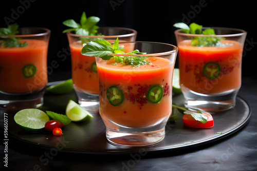 Gazpacho, a chilled soup made with tomatoes, cucumbers, and peppers, is a delicious way to cool down on a summer day