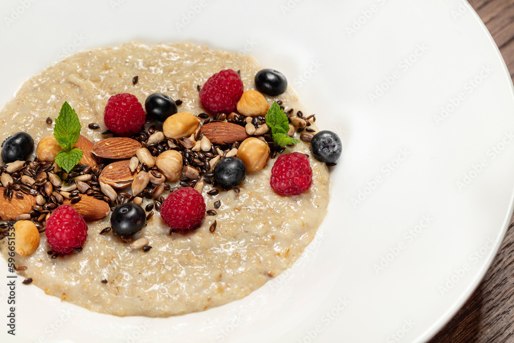 Oatmeal with nuts and berries Oatmeal with nuts and berries