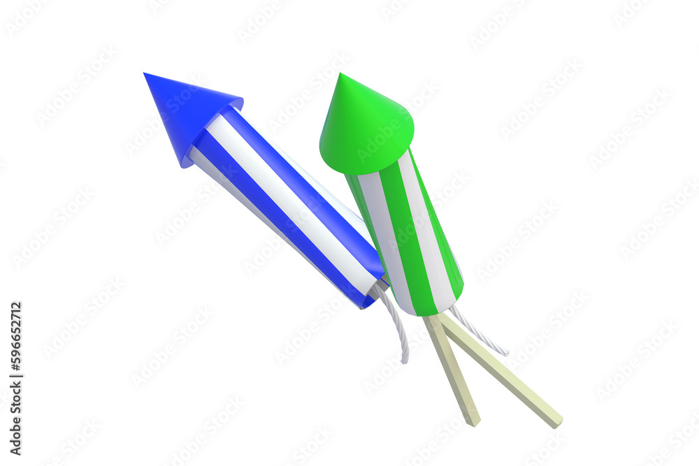 Firework rockets isolated on white background. 3d render Firework rockets isolated on white background. 3d render