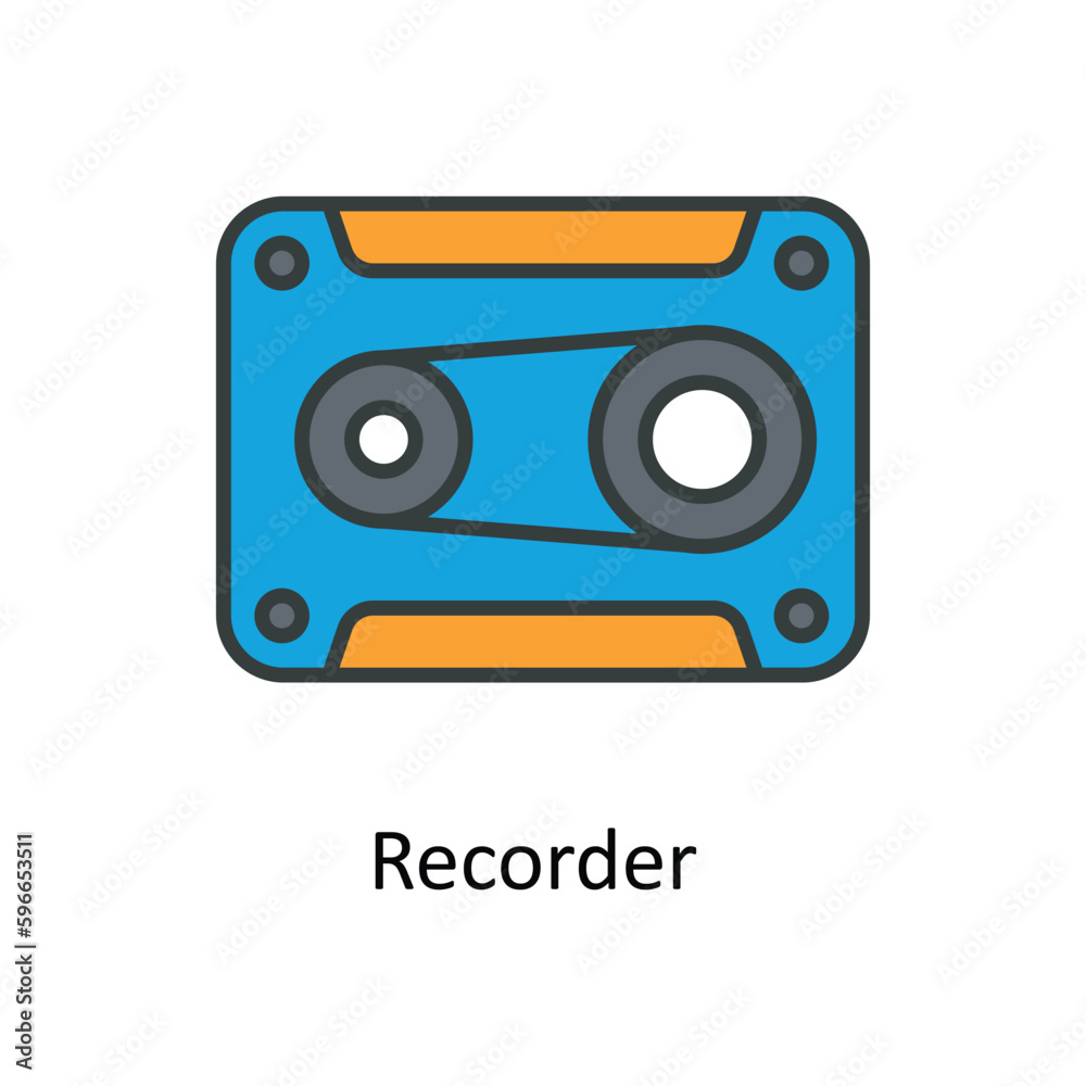 Recorder  Vector Fill Outline Icons. Simple stock illustration stock