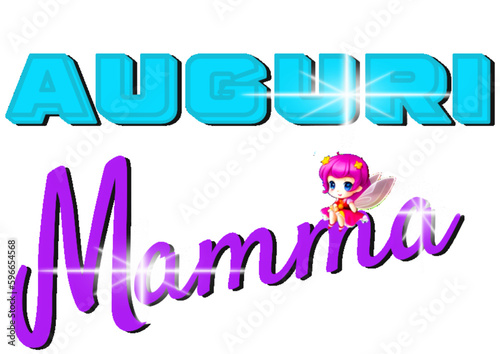 Auguri Mamma - best wishes mom in Italian - ideal for website, email, presentation, postcard, book, t-shirt, sweatshirt, label, sticker, book, notebook, printable -