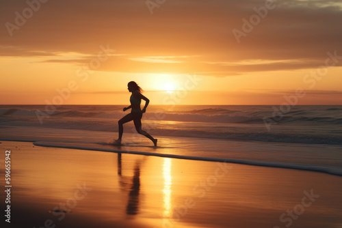 Woman practicing yoga on the beach © 3DLeonardo