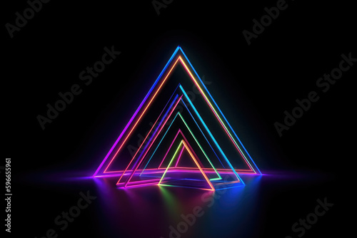 3d render abstract futuristic neon background red pink