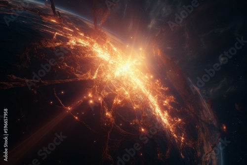 A stunning display of solar activity and flare-ups in space. Generative AI