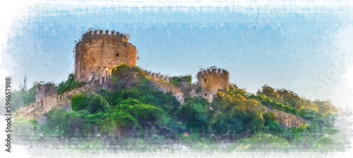 Rumeli Hisar fortress on the banks of the Bosphorus near the Fatih Sultan Mehmet Bridge