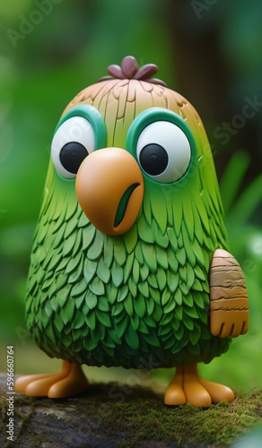 A Kiwi Wooden Toy Made Of Colorful Wood With Green Background Generative Ai Digital Illustration Part#260423
