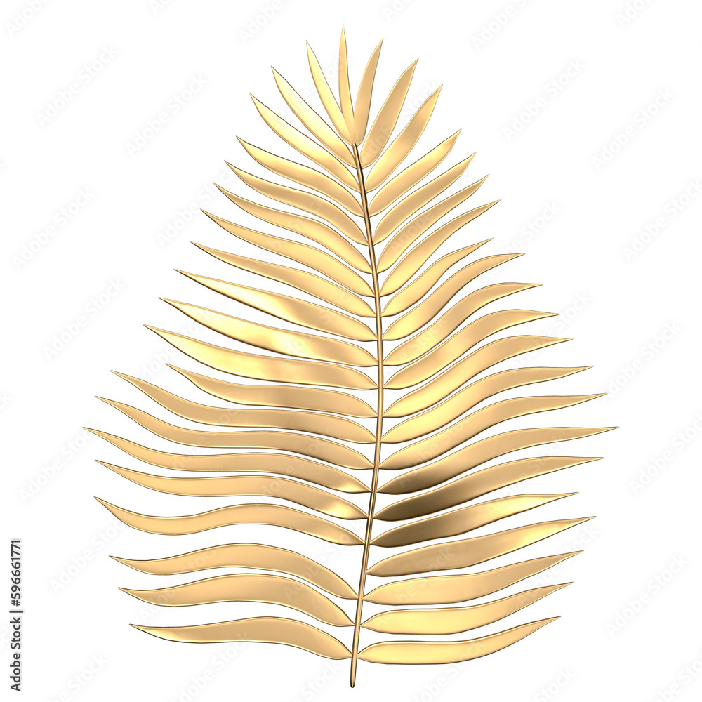 Golden Palm Leaf On Transparent Background With Elegant Gold Border ...