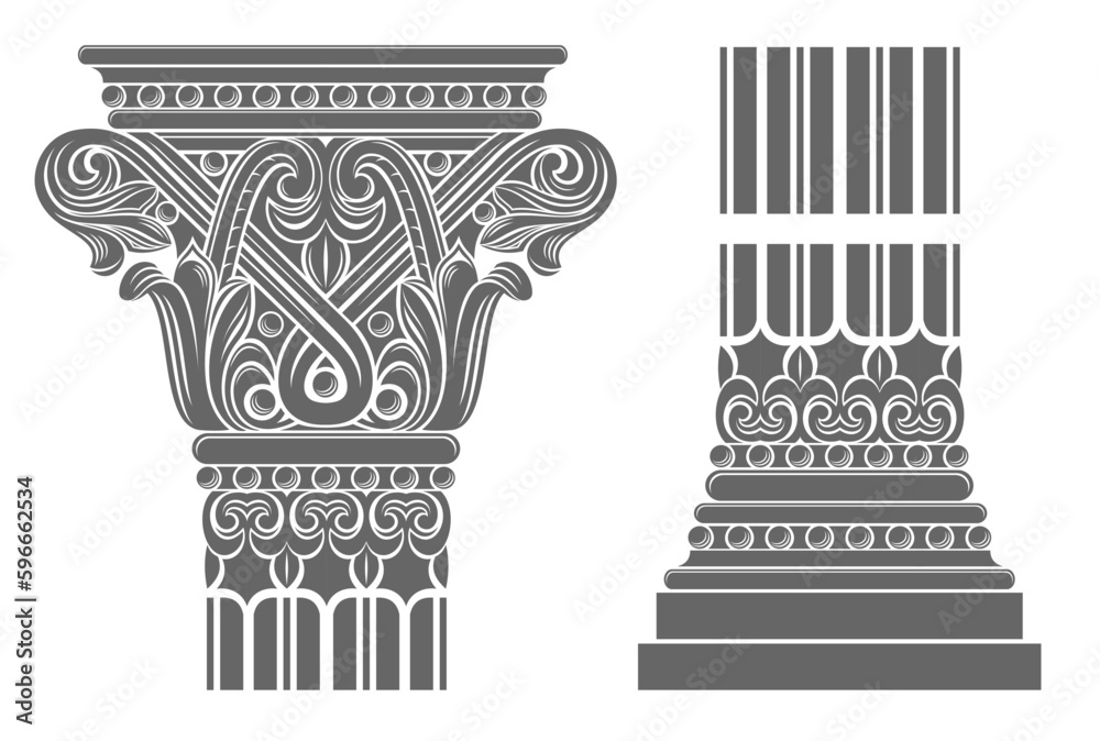 Capital of a medieval cathedral Gothic column - obrazy, fototapety, plakaty 