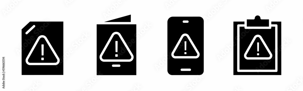 Warning icon illustration. Danger icon set for business. Stock vector. Warning icon illustration. Danger icon set for business. Stock vector.