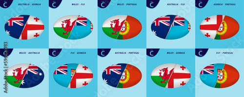 Rugby versus icons for Pool C of international rugby tournament 2023, all games of pool C.