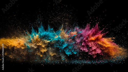 Color splash background on black background, vibrant colorist. Generative Ai. 