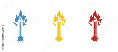 thermometer icon, very hot on a white background, vector illustration