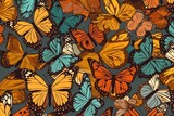 colorful swarm of butterflies in flight. Generative AI