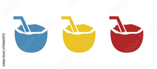coconut icon, drink, tube, vector illustration