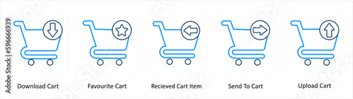 A set of 5 Extra icons as download cart, faorite cart, received cart items