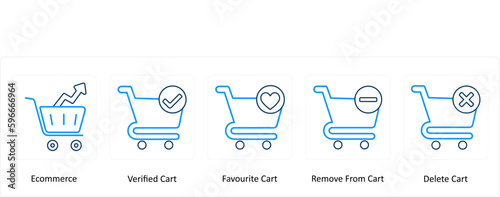 A set of 5 Extra icons as ecommerce, verified cart, favorite cart