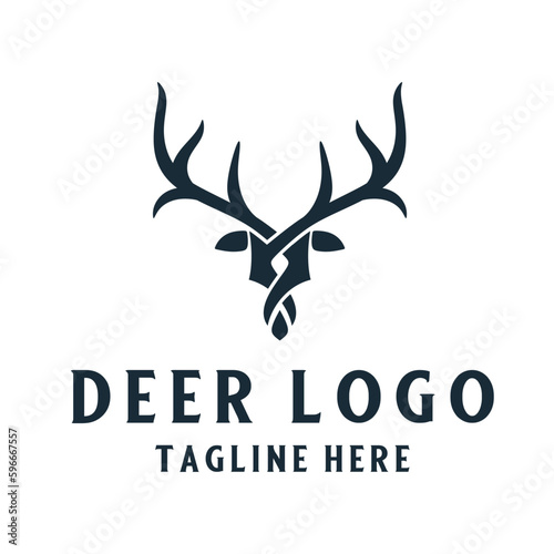 abstract deer head vector logo design. deer head symbol for hunting wild animals