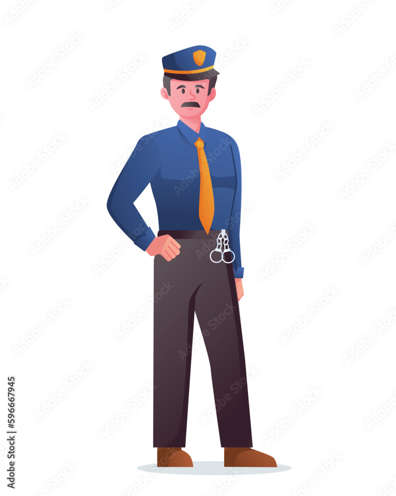 Police officer in the uniform standing vector illustration	
