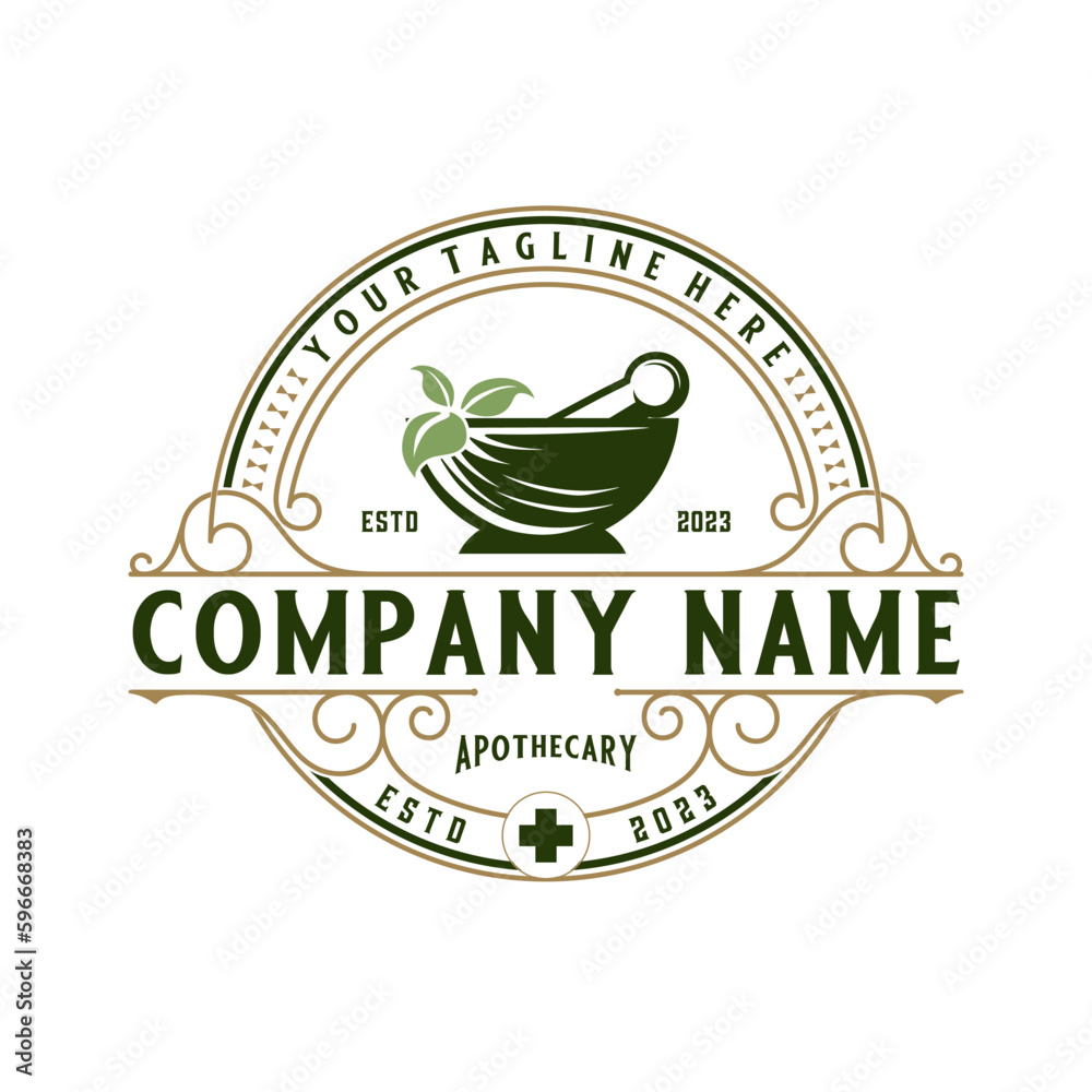 traditional medicine herbal pharmacy logo design. for traditional