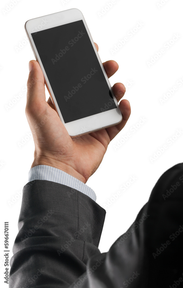 Future technology concept. Businessman hand with smartphone Future technology concept. Businessman hand with smartphone