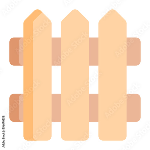 Isolated fence in flat icon on white background. Gardening  boundary  barrier  wooden