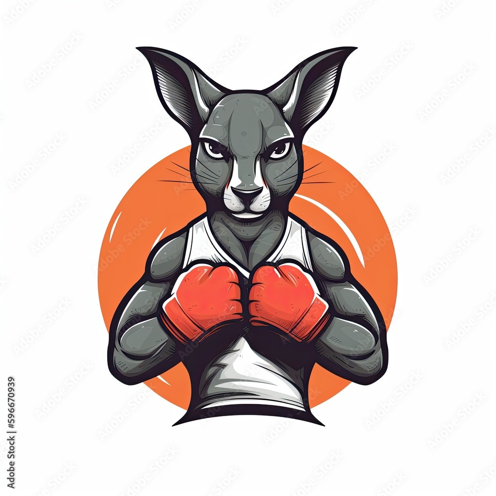 determined kangaroo mascot logo