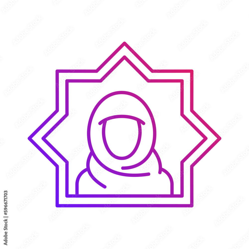 muslim female avatar gradient outline icon vector illustration muslim female avatar gradient outline icon vector illustration