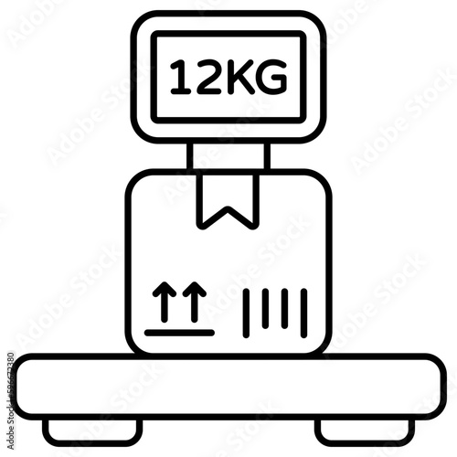 Conceptual flat design icon of parcel weighing