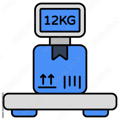 Conceptual flat design icon of parcel weighing