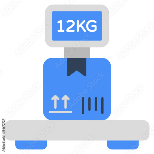 Conceptual flat design icon of parcel weighing