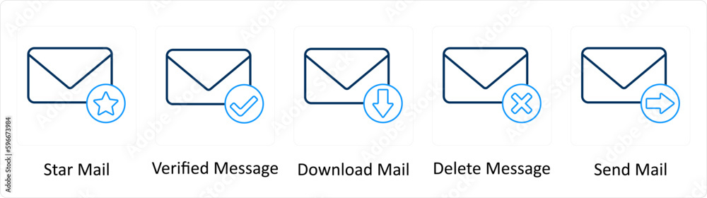 A set of 5 Extra icons as star mail, send mail, error mail A set of 5 Extra icons as star mail, send mail, error mail