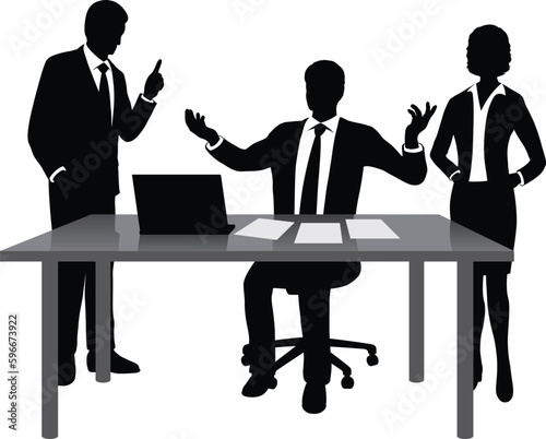 silhouettes of a business meeting in office