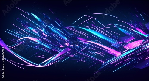 Photo of an abstract background with blue and purple lines