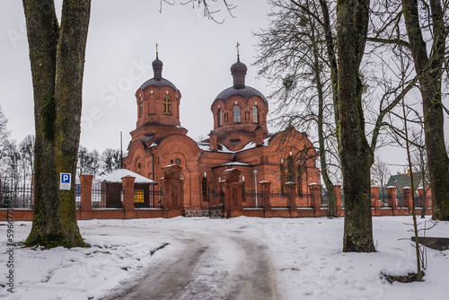 Tableau sur toile St Nicholas Orthodox Church in Bialowieza village, Podlasie region, Poland
