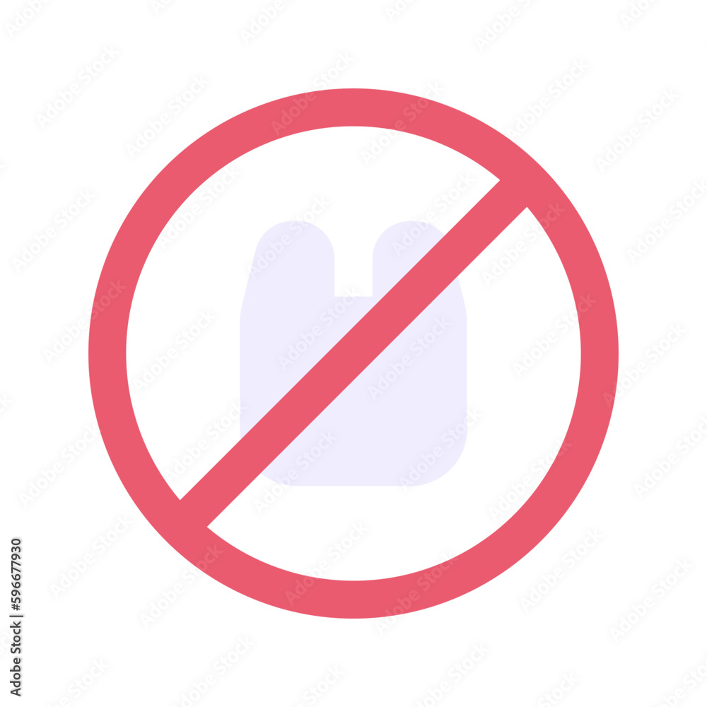 no plastic bags flat icon